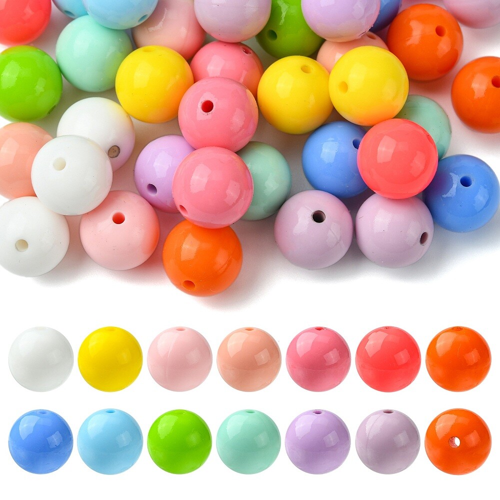 50x Silicone Round Focal Bubblegum Spacer Beads for DIY Lanyard Jewelry Making