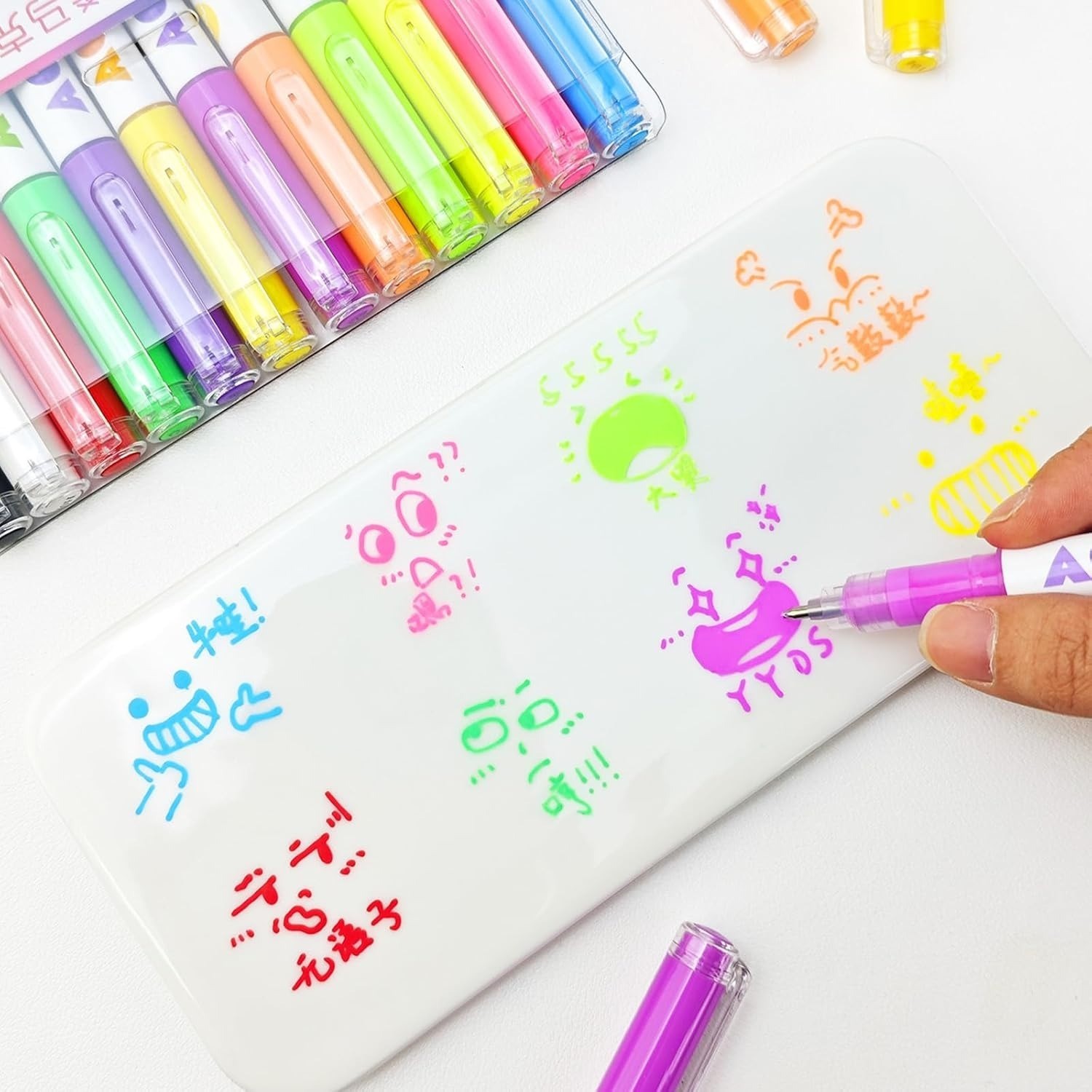 12 Colors Acrylic Paint Gel Pens Set – 1.0mm Floating Ball Tip High Gloss Marker