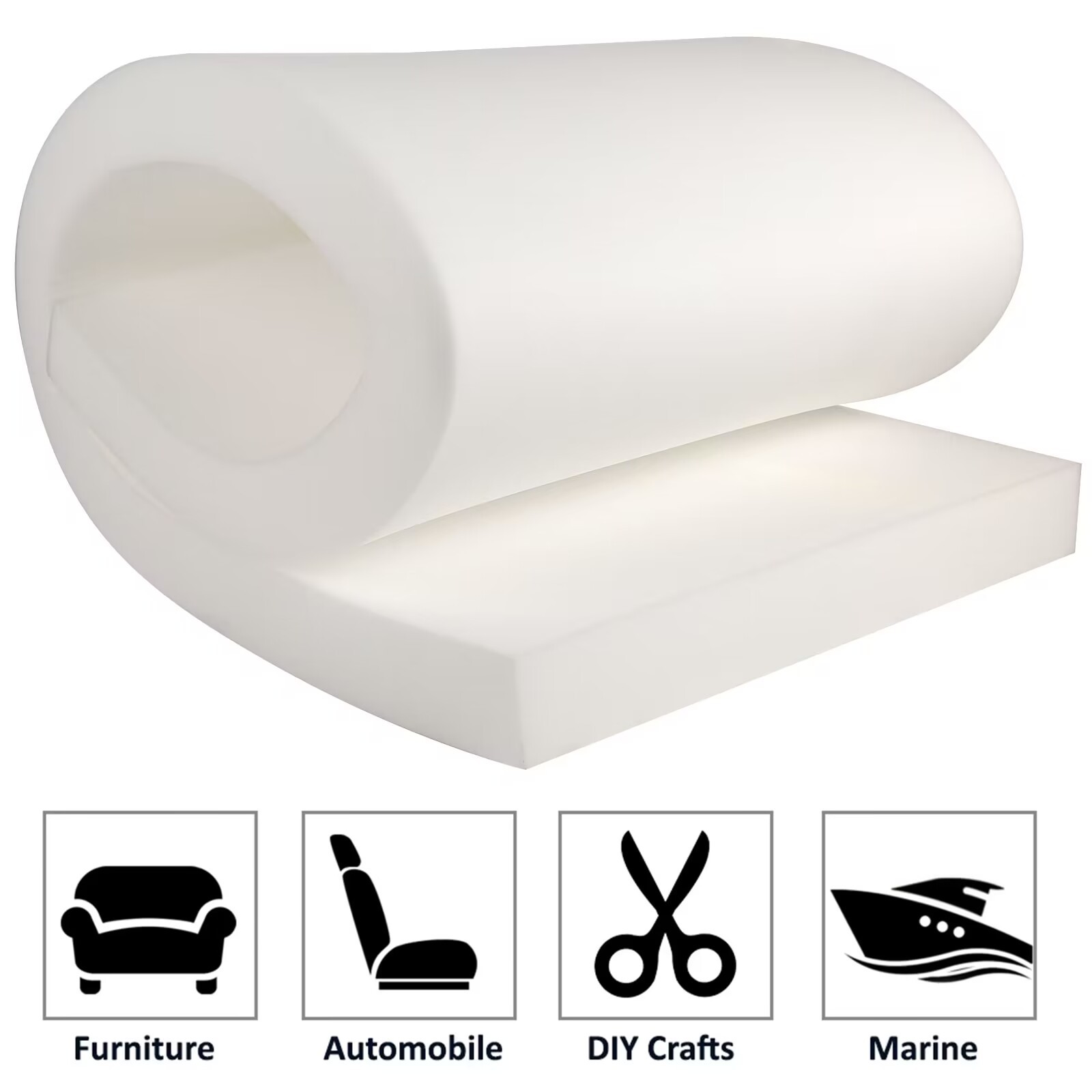 High Density Upholstery Foam Seat Cushion Replacement Foam Padding 1″-6″ Thick