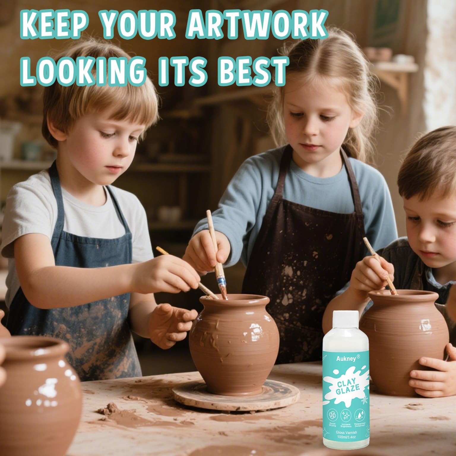 100ML Air Dry Clay Varnish, High Gloss Air Dry Clay Glaze, Sealant, Prevent C…