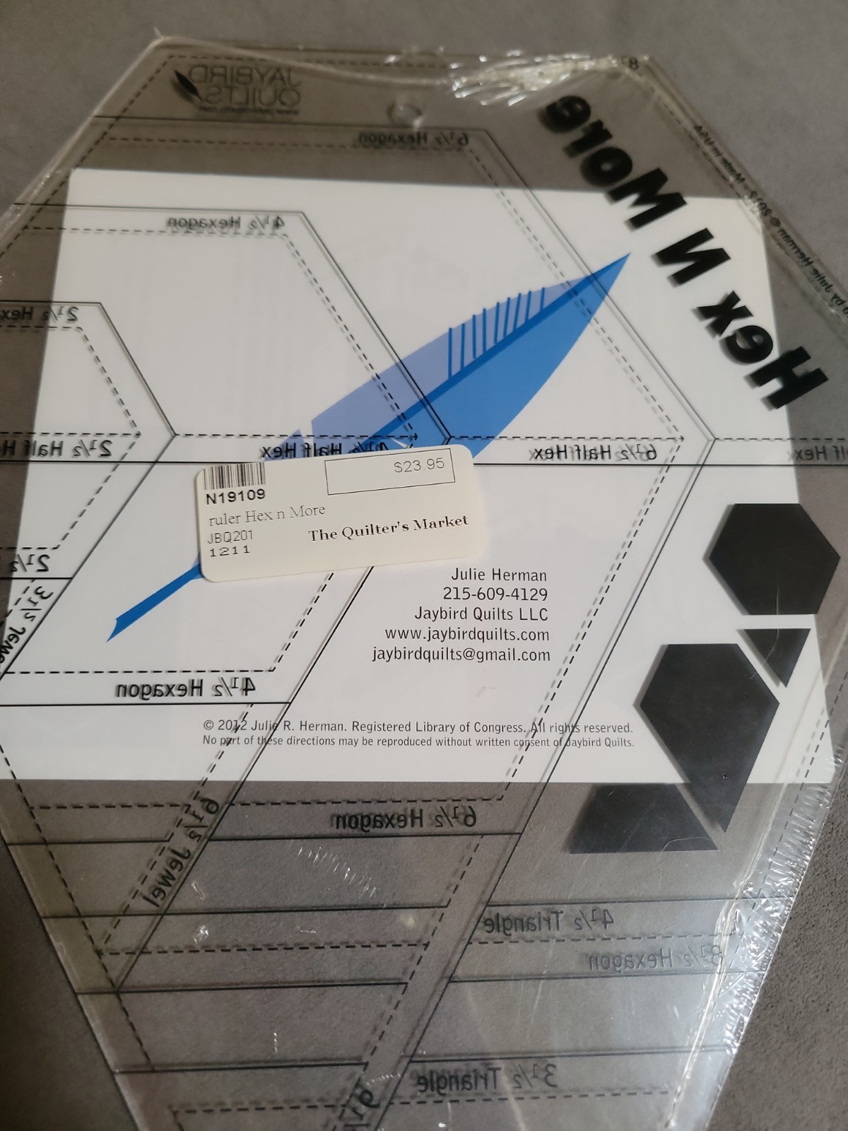 Jaybird Quilts Hex N More Ruler JBQ201 Multi-Size Quilting Template Tool NEW