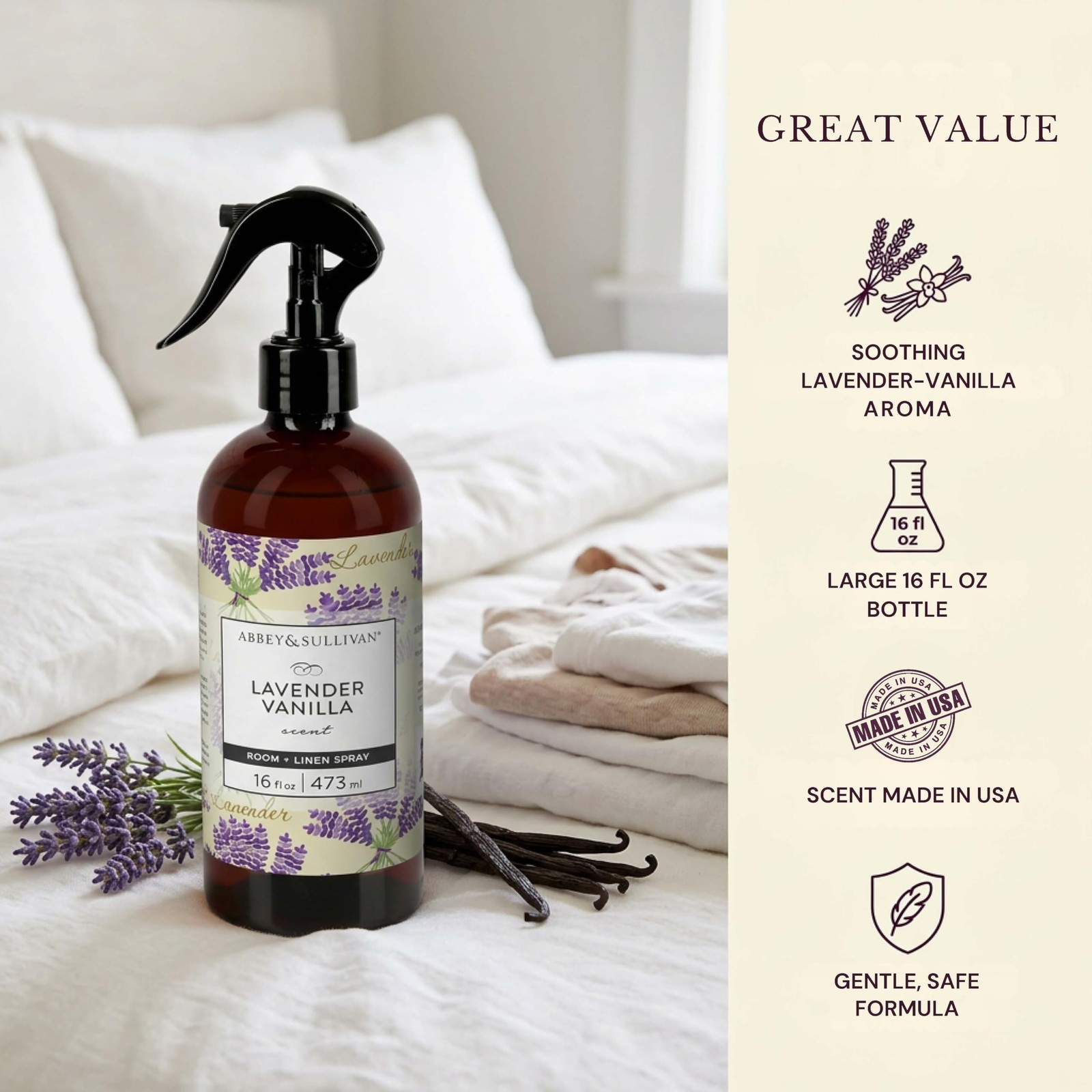 Abbey & Sullivan Odor Eliminating and 16 Fl Oz (Pack of 1), Lavender