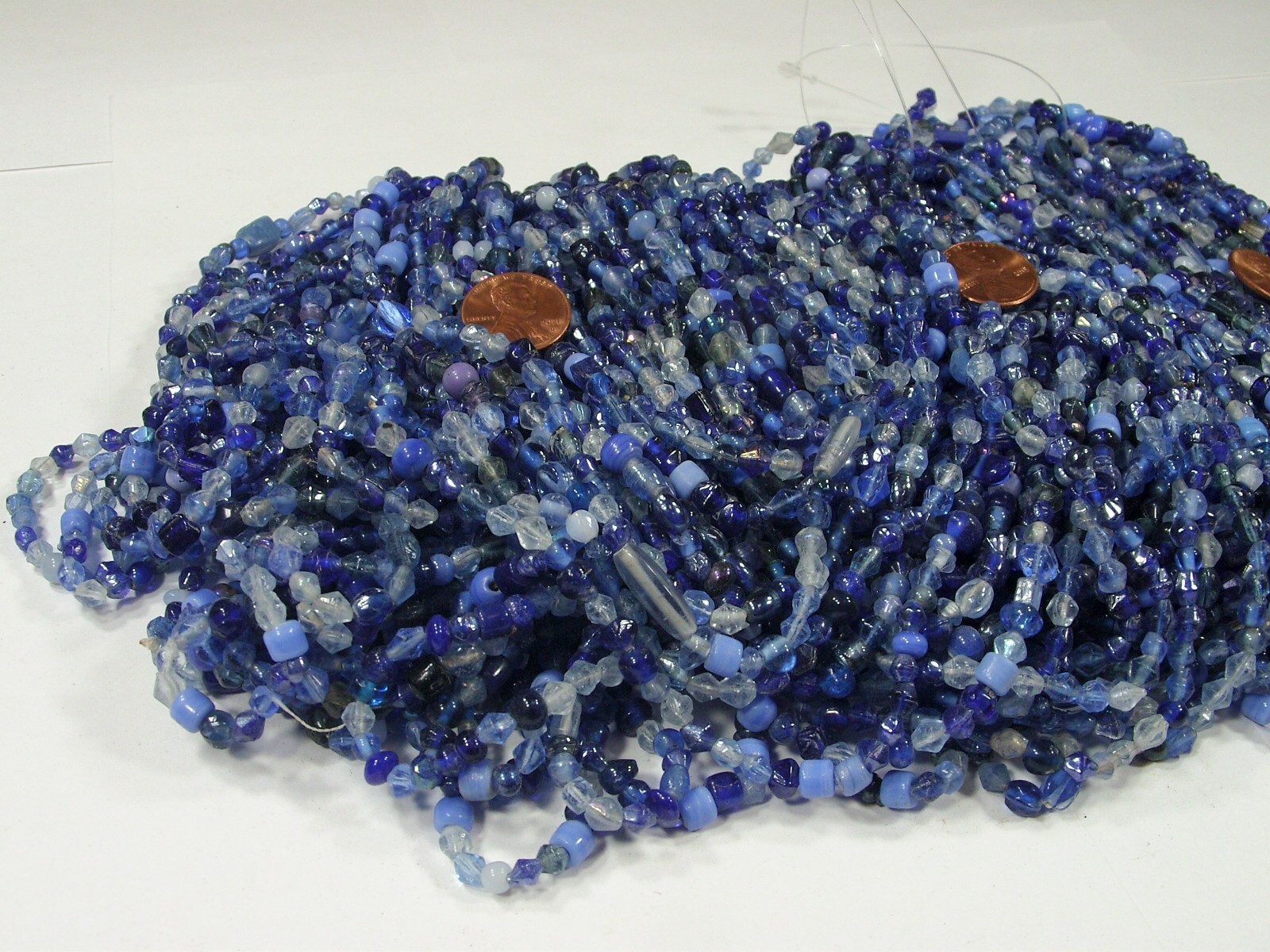 2 Pounds Blue Color India Handmade Glass Spacer Beads Bulk Lot (QKP-3) ⭐