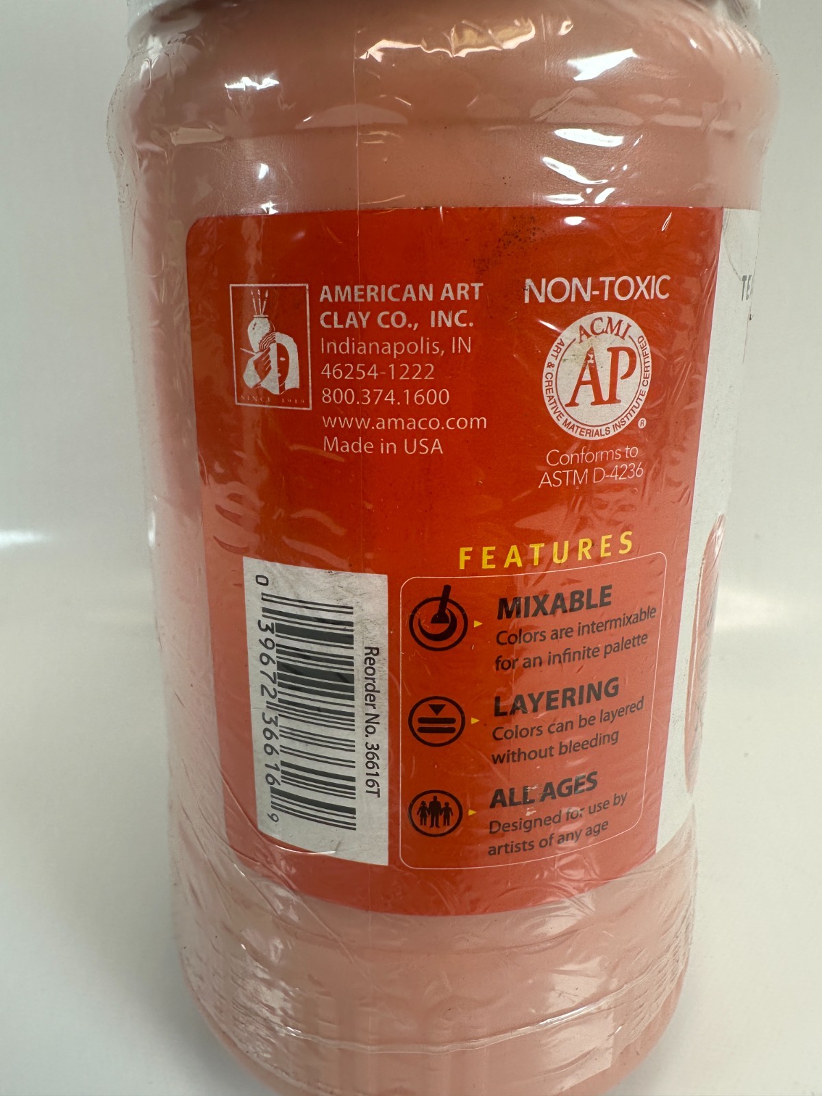 Amaco 36616T Teachers Palette Gloss Glaze – “Carrott” 16 fl.oz. Sealed Top