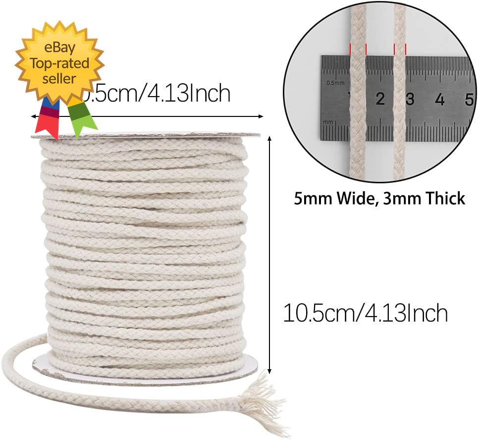 5Mm Cord, 165Feet Braided Cotton Rope Thick Craft Twine