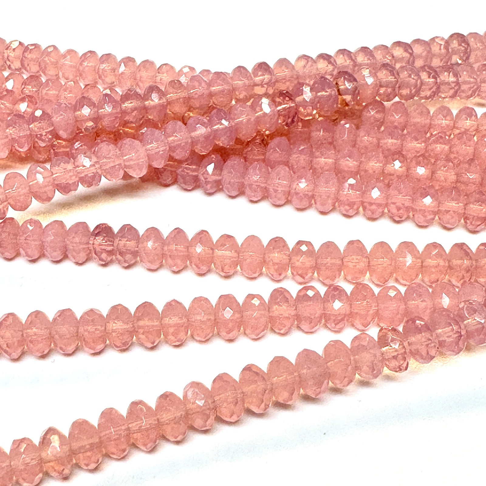 Czech Glass Rondelle Spacer Beads 4x7mm Rose Opal tire/donut beads 42pcs J778