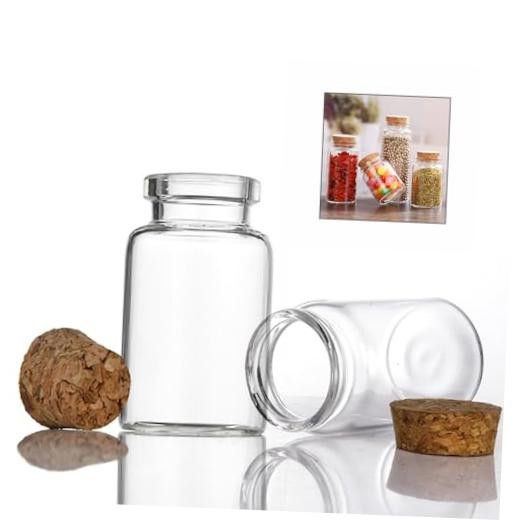 Glass Bottles with Cork,Pack Empty Clear Glass 2 Round BL-1030 100 ml/min