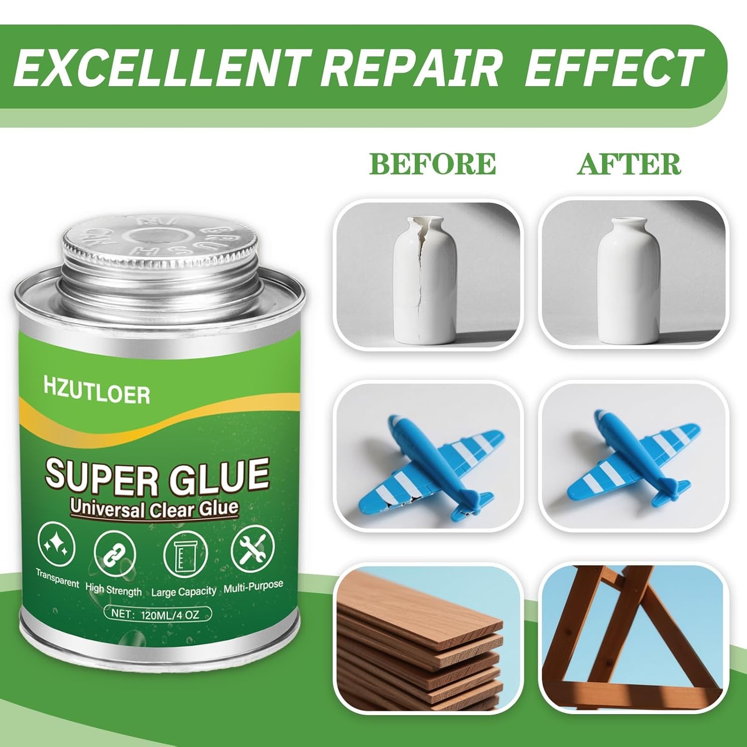 120ML Clear Super Glue w/ Brush Multi-Purpose Adhesive