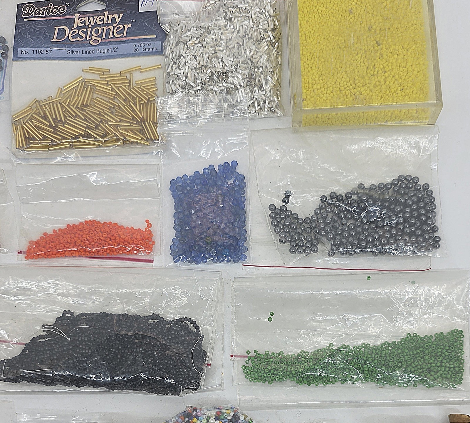 Seed Bead Lot Mixed Sizes, Colors & Materials, 33 packs 2.3 Lbs