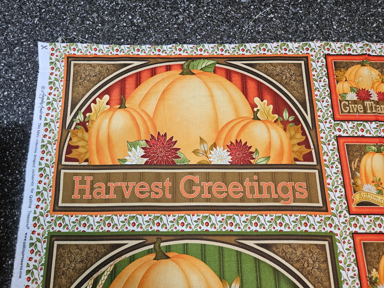 Harvest Greetings Panel 23×42 Angela Anderson Quilting Treasures Placemat
