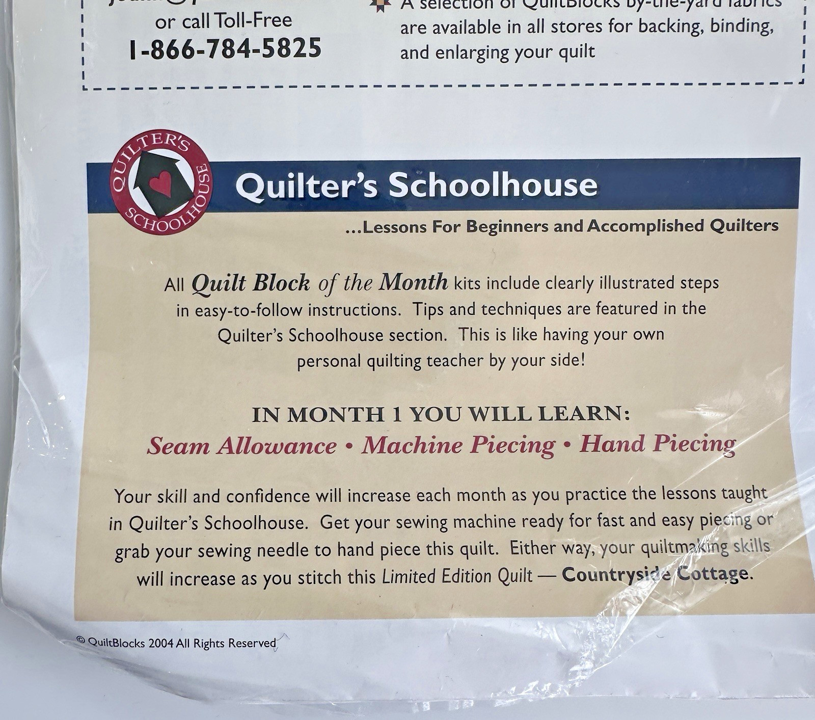 JOANN Fabrics Quilt Block of The Month “Countryside Cottage” LOT – MONTHS 1,3,4