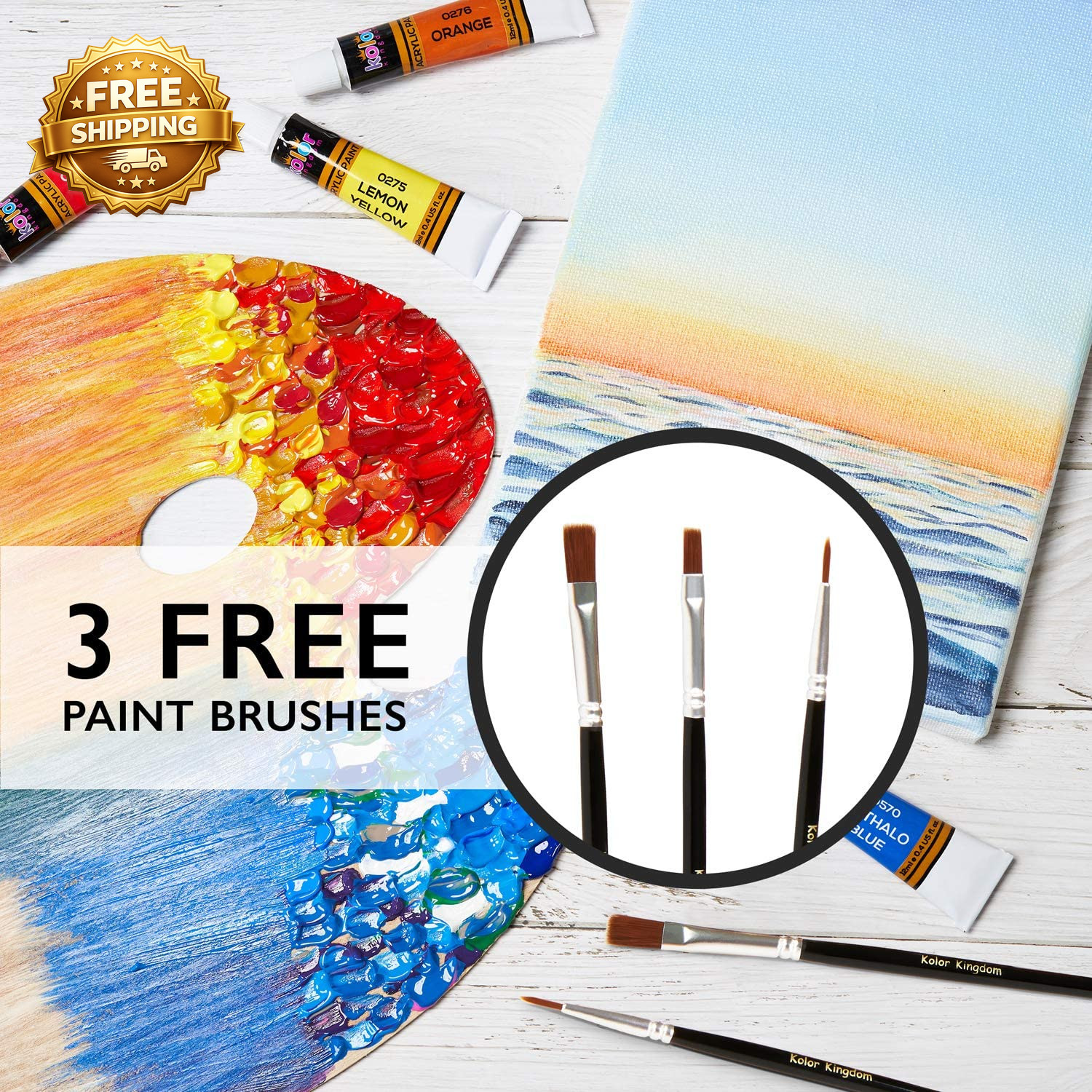 Acrylic Paint Set Canvas Art Paints 24 Colors Perfect Paint Finish (0.41Oz 12 Ml
