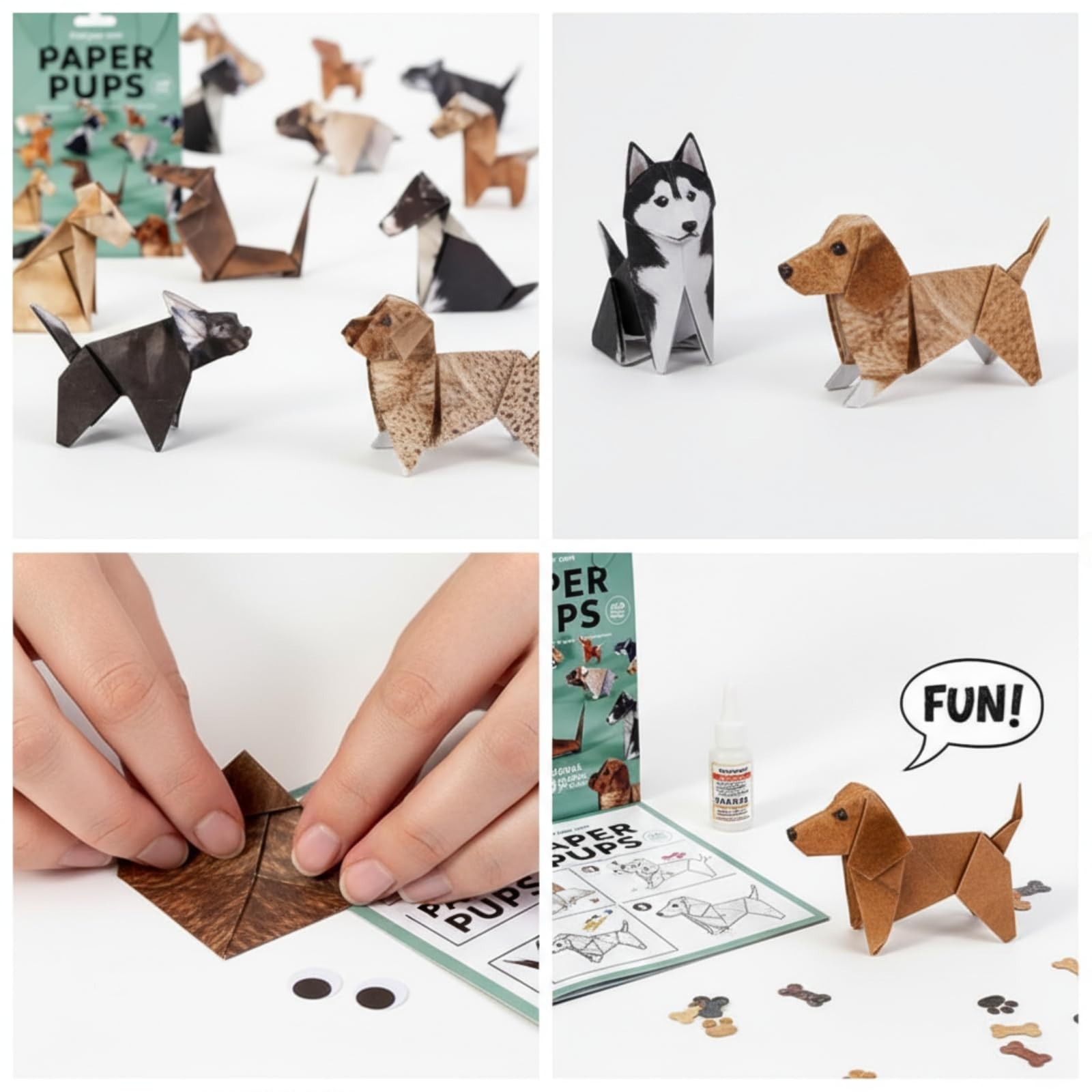 DIY Paper Pups Origami Kit – 50 Adorable Puppy Folding Sheets, Creative Handmade