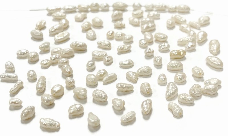 100 VINTAGE GENUINE FRESHWATER BIWA NATURAL PEARL RICE BAROQUE BEADS D190