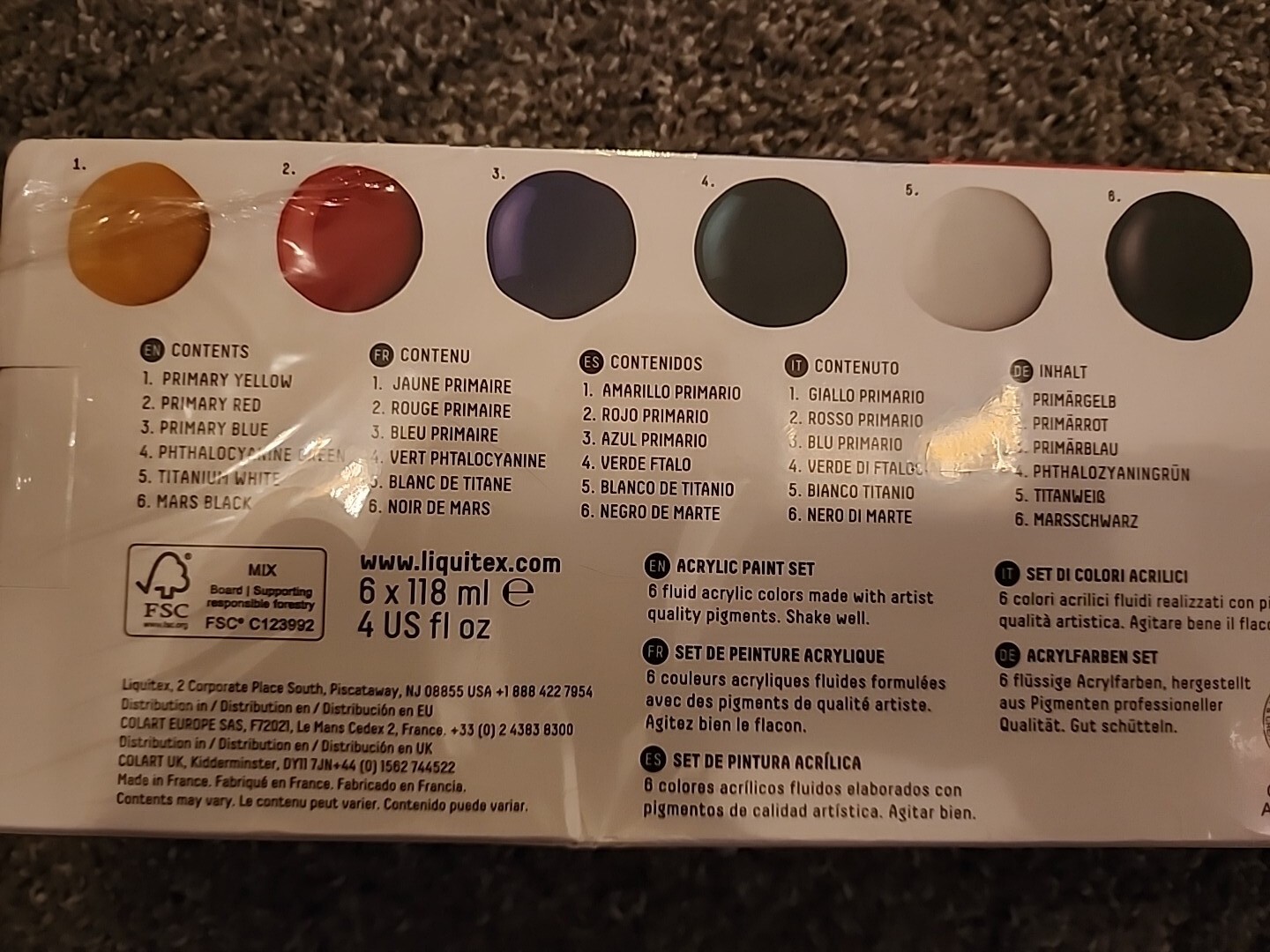 Liquitex Basics Acrylic Fluid, 6pc