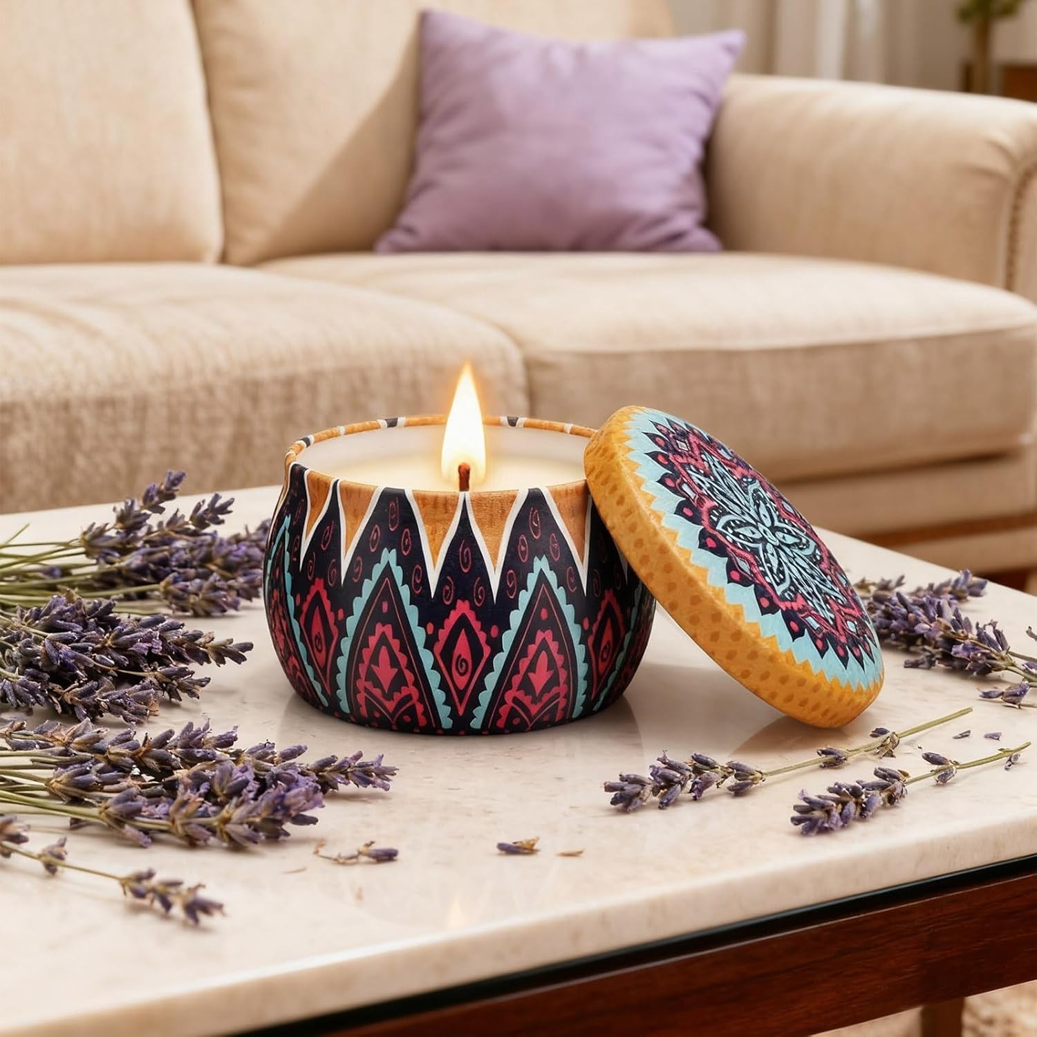 Candle Gift Set for Women, 4 Pack Long Lasting Lavender Scented Soy Candles, …