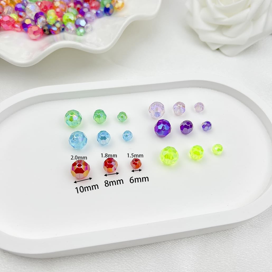 Mulutoo 1000 Pcs 6MM AB Color Crystal Acrylic Beads 6MM, 401 – Transparent
