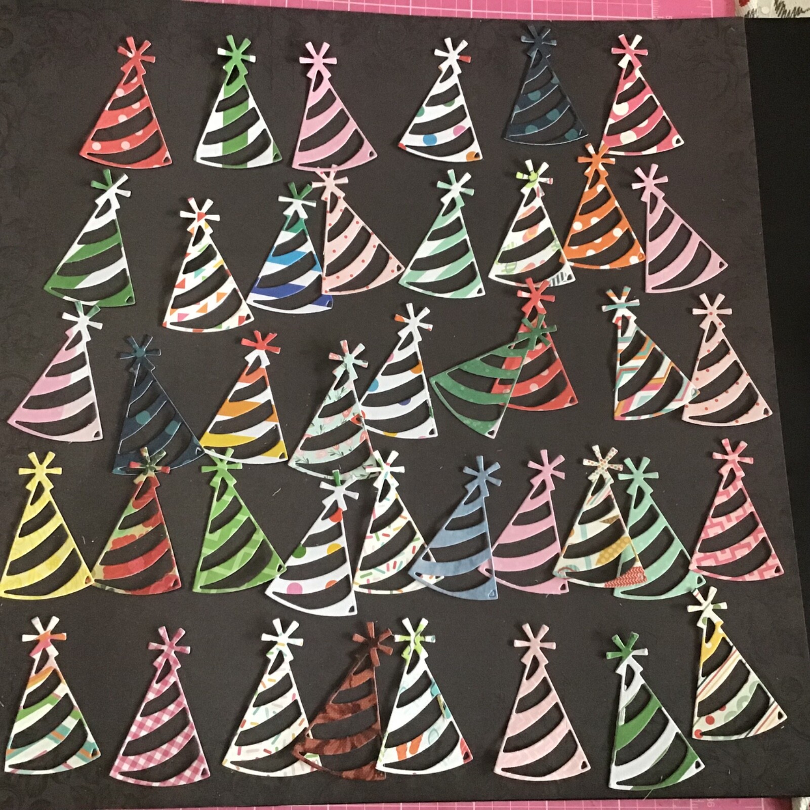 Small Party/Birthday Hats Die Cut Embellishments 12 pcs 2-1/4” x 1-1/2”