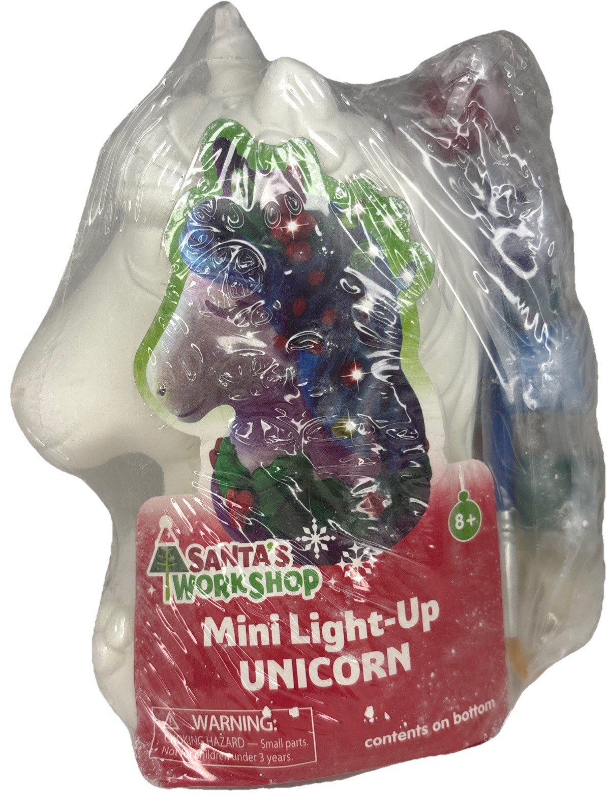 HOLIDAY MINI LIGHT UP PLASTER UNICORN—Paint/Personalize—NEW—SHIPS IN 24 HOURS—