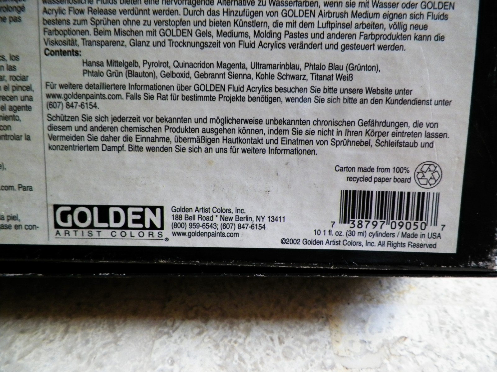 Golden Artist Fluid Mixing Acrylic Paint 1 oz Lot of 9 Bottles “Read”