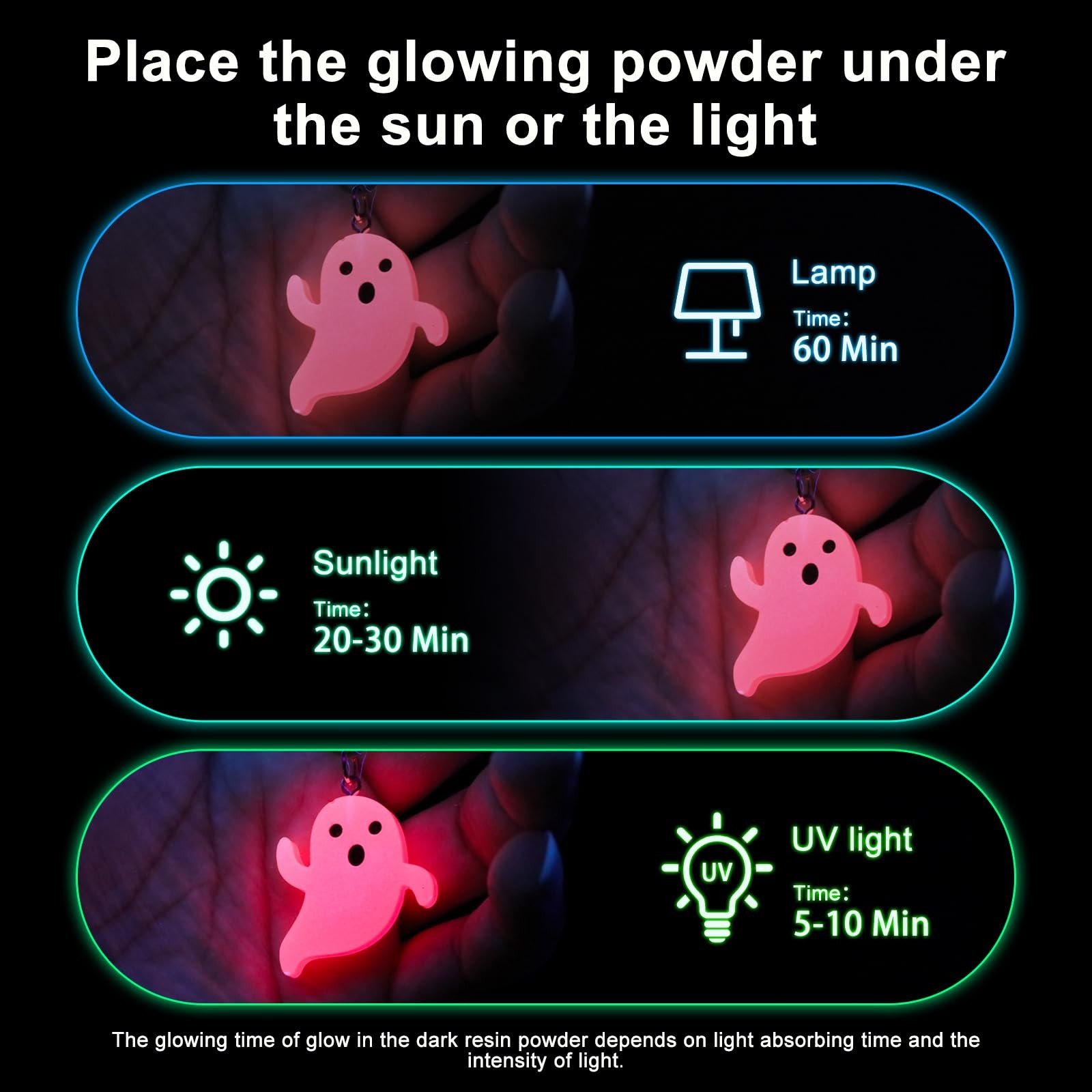 12 Colors Glow in The Dark Pigment Powder – 20g/0.7oz Each Bottle Epoxy Resin…