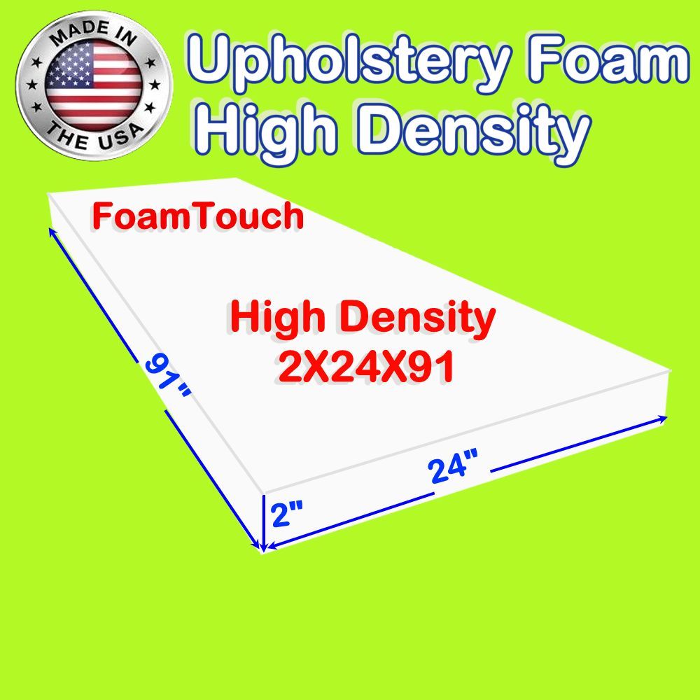 FoamTouch High Density Upholstery Foam Cushion 2″ x 24″ x 91″ Custom Cut