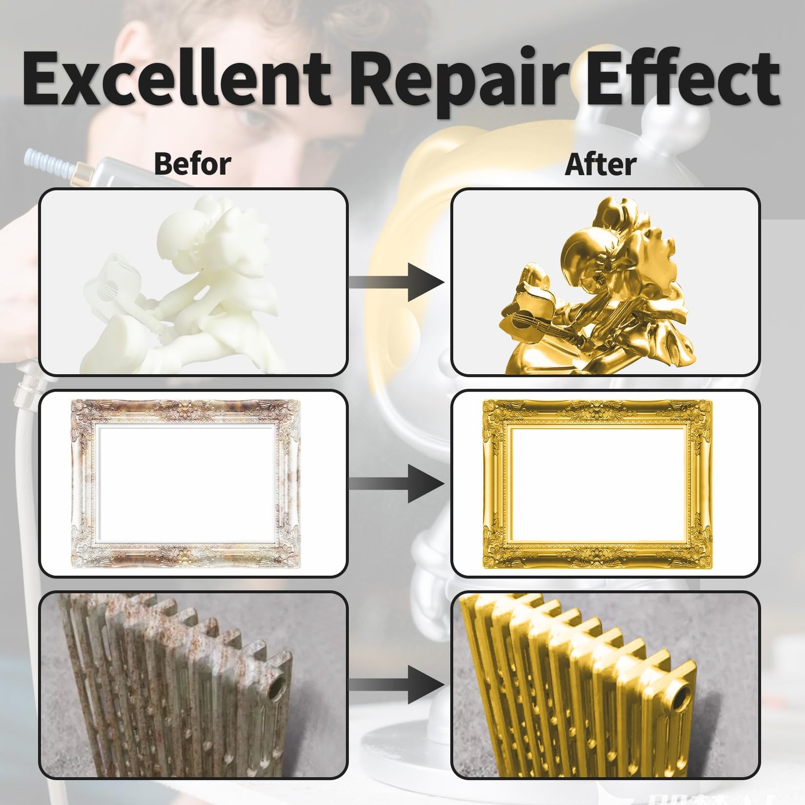 Liquid Gold Leaf Paint Kit – Alcohol-Based, Quick Dry, Ultra Shiny Metallic Gild