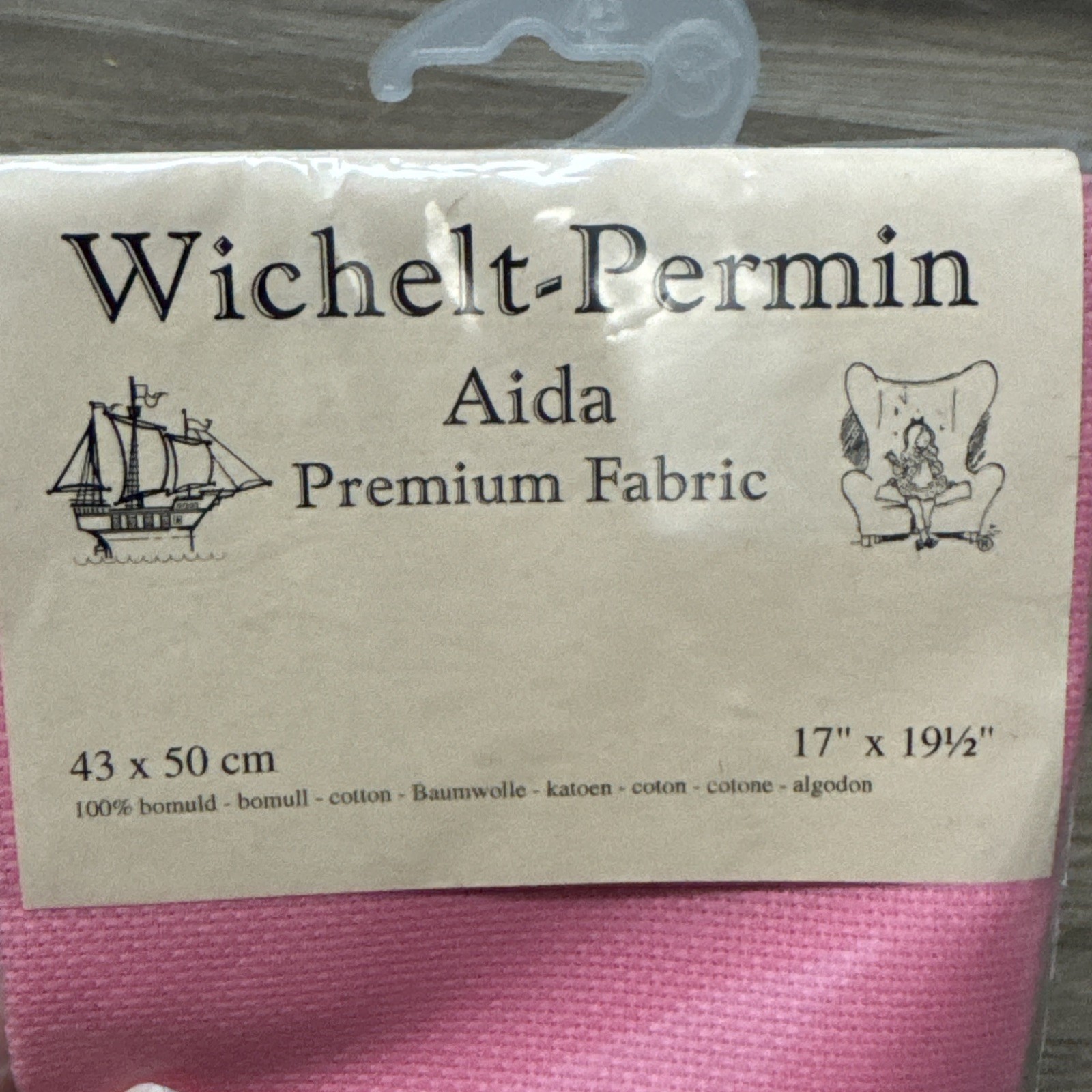 NEW Wichelt-Permin Aida 14 Count Fabric 17″ x 19.5″ Bright Pink COL 272 C 357
