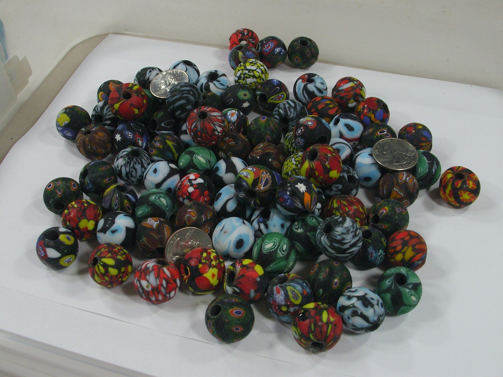 2 Pounds Large Multicolor India Handmade Millefiori Glass Beads Bulk (MNP-12B) ⭐