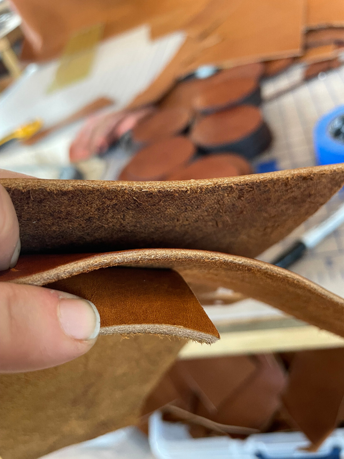 10 LBs Full Grain Leather Scrap- Chrome Tan- Tobacco/Brown 5/6oz $2.50/lb