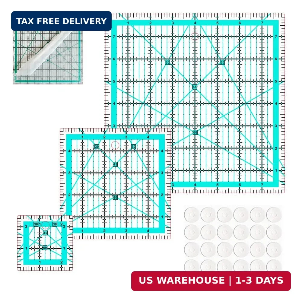 Quilting Rulers,3 Quilting Square Ruler Quilting Templates(2.5″X2.5″, 5″X5″, 8″X