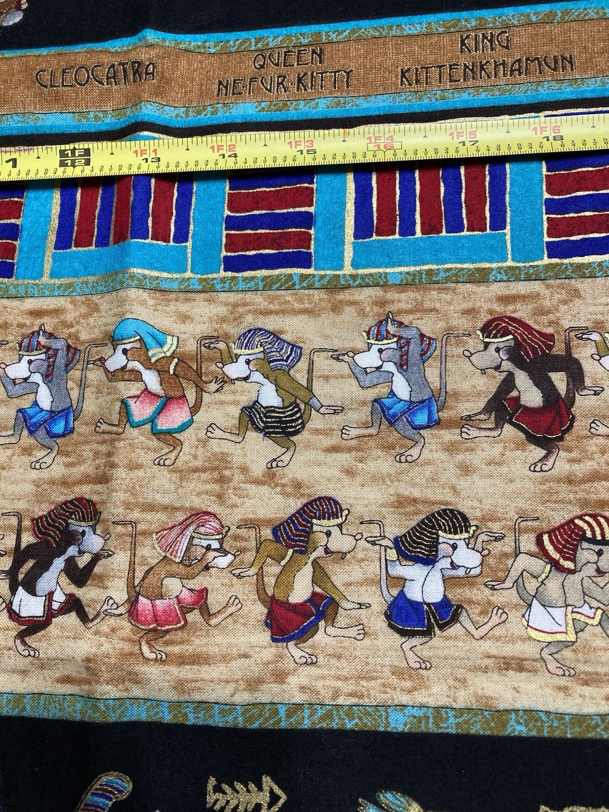 Michael Miller PAW PRINTS OF EGYPT Cleocatra “Stripes” Cotton Fabric OOP