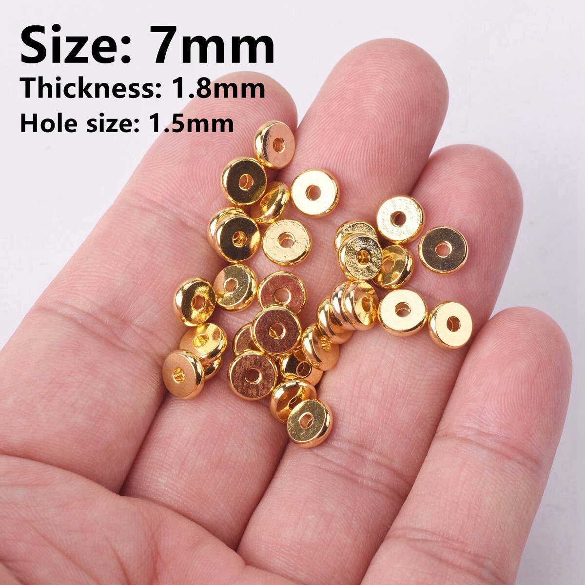 Flat Gold/Silver/Rose Gold Round 4/5/6/7/8/10/12/14mm Brass Metal Loose Beads