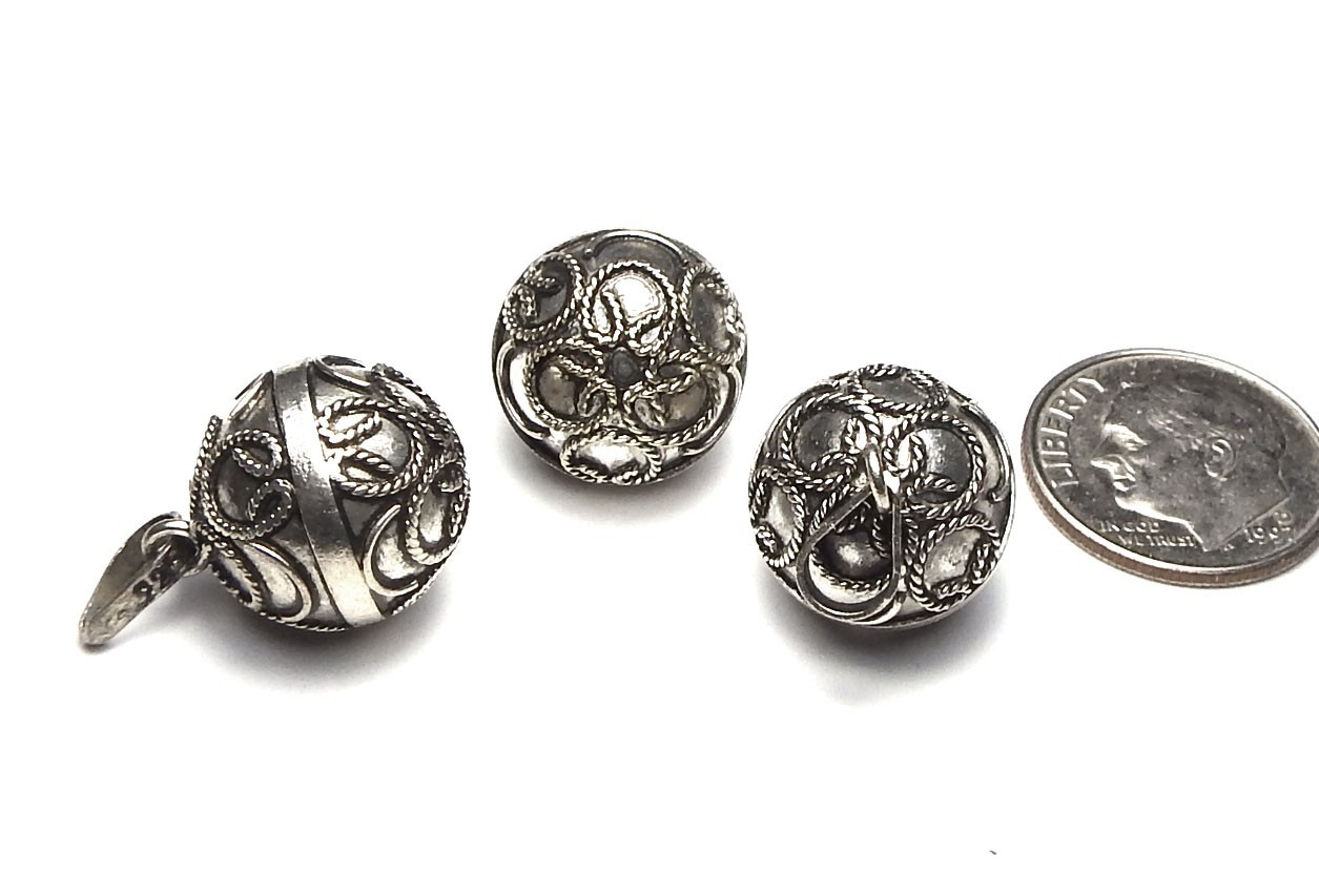 925 BALI Sterling Silver Harmony Ball Bola Pendant Bell Indonesia Choose Style