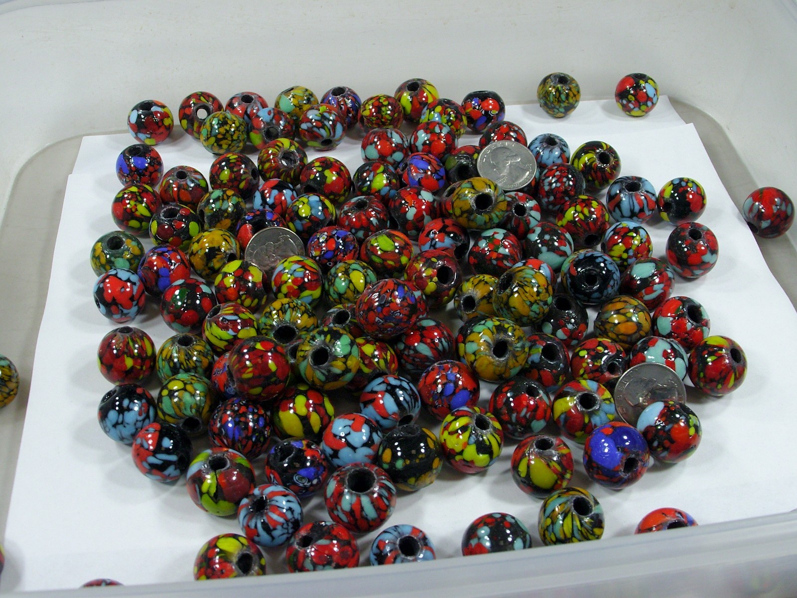2 Pounds Assorted India Handmade Marble Splash Glass Beads Wholesale (MNP-1) ⭐