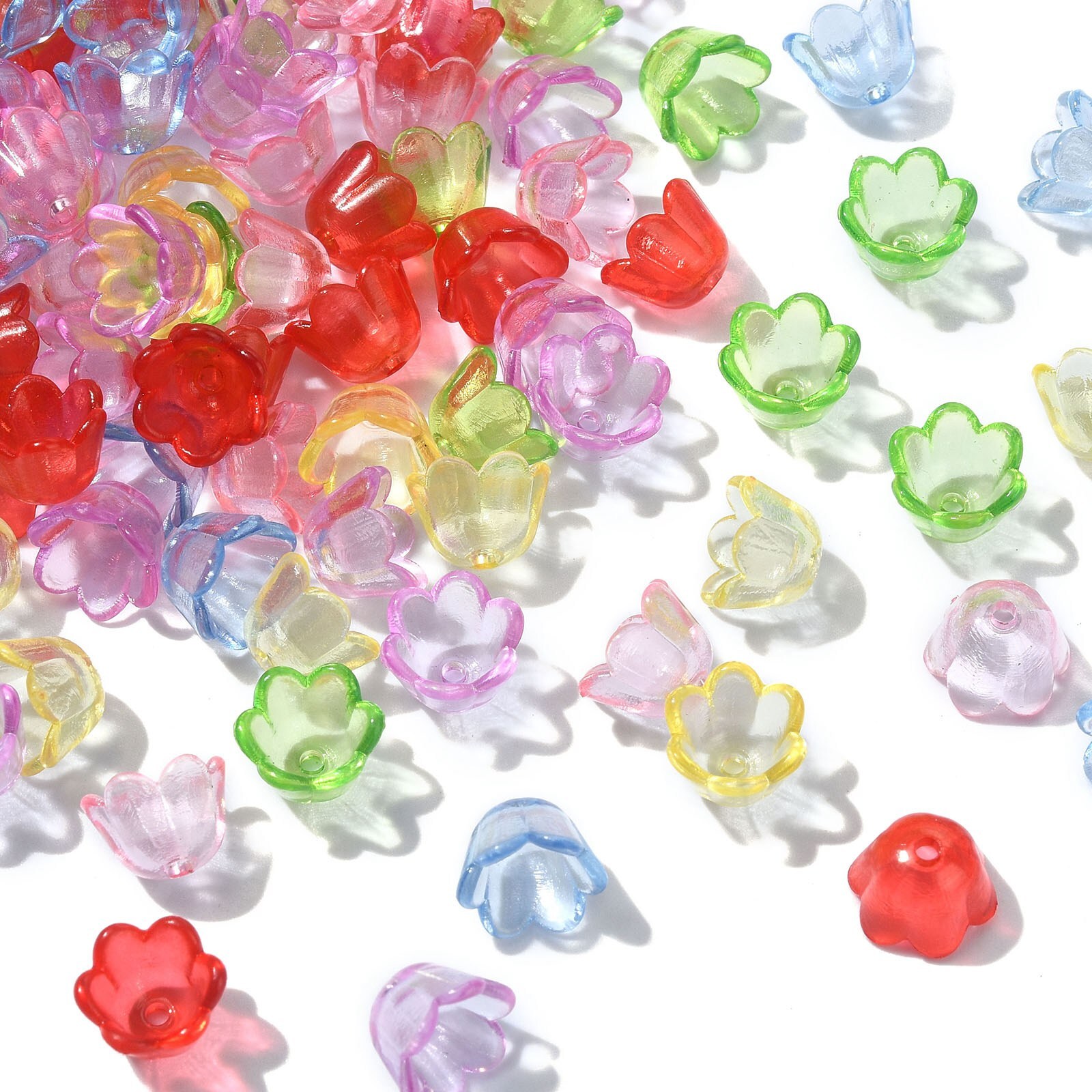 280x Transparent Acrylic Flower Spacer Bead End Caps for Jewelry Crafts Making