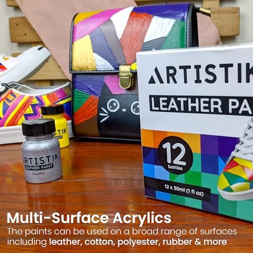 Leather Paint Set with Brush Applicator, Acrylic Shoe Dye, 12 Colors