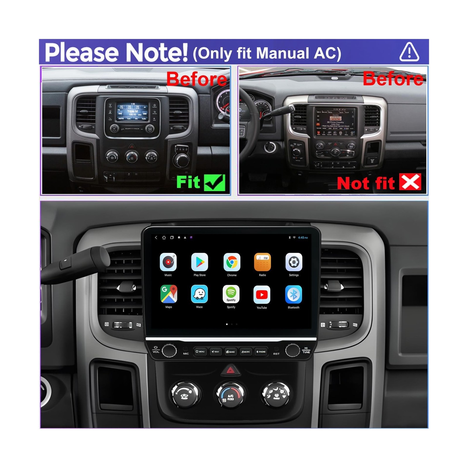 for Dodge RAM 1500 Classic Radio Upgrade 2019 2020 2021 2022 2023 2024,QLED S…