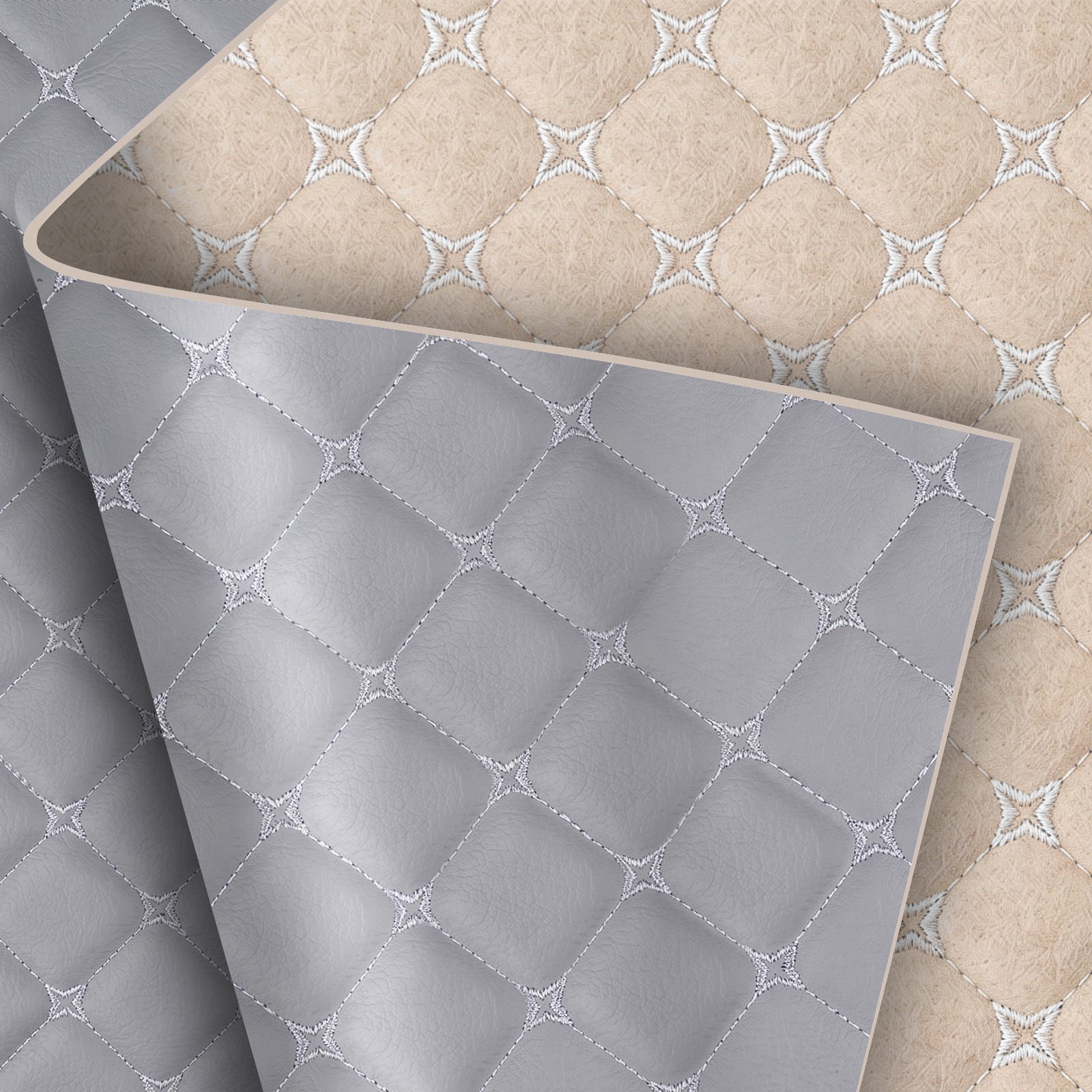Pebble Grain Quilted Faux Leather 6mm Foam Backed Auto Upholstery 63″ Wide