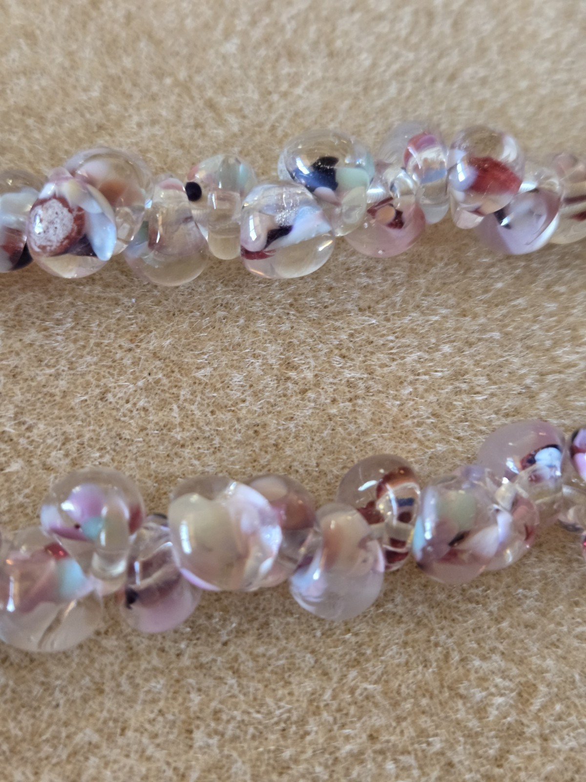 Unicorne Teardrop Glass Bead Strand, 9-10mm, First Love(Pink Multi), 25 Bead Std