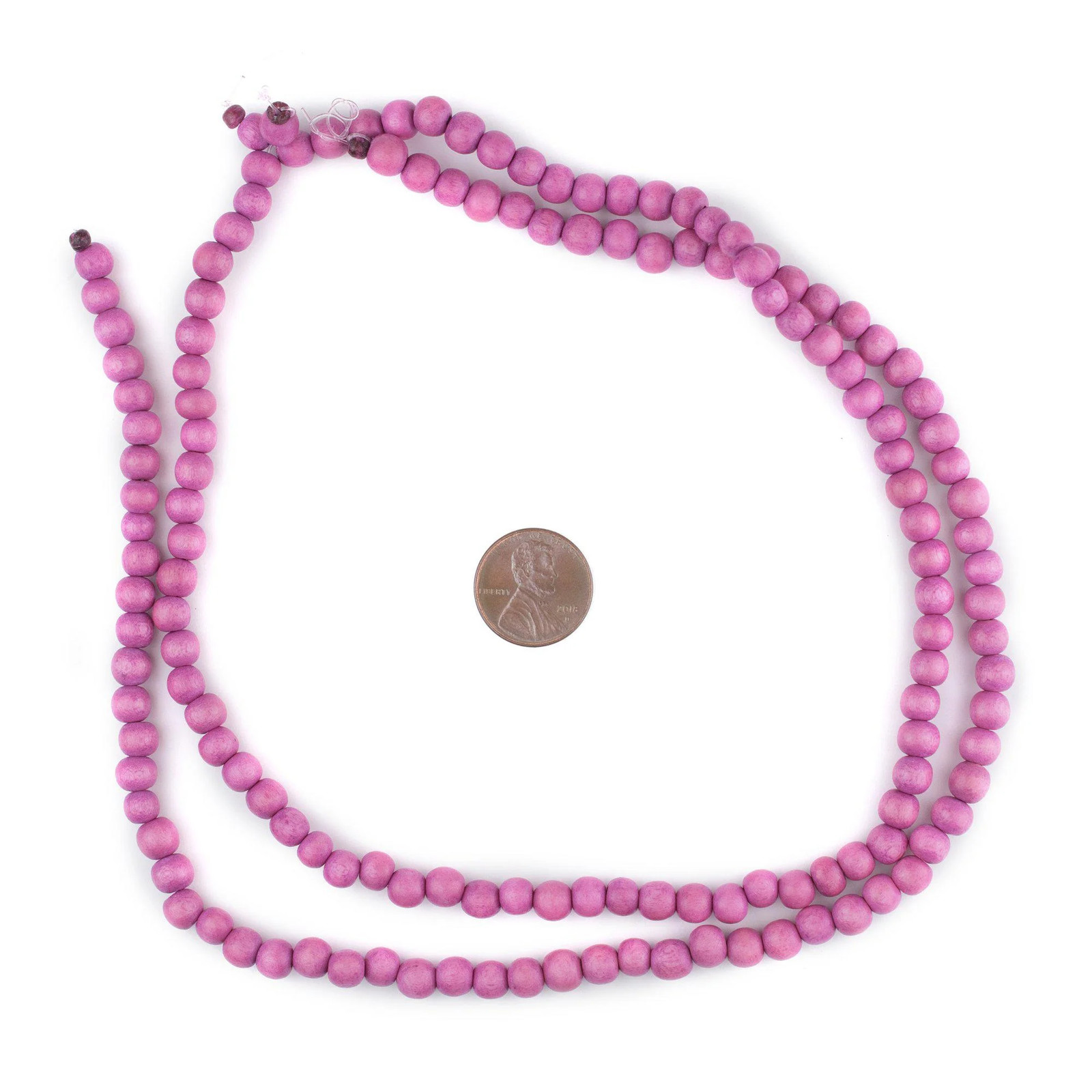 Magenta Round Natural Wood Beads 6mm Pink 16 Inch Strand