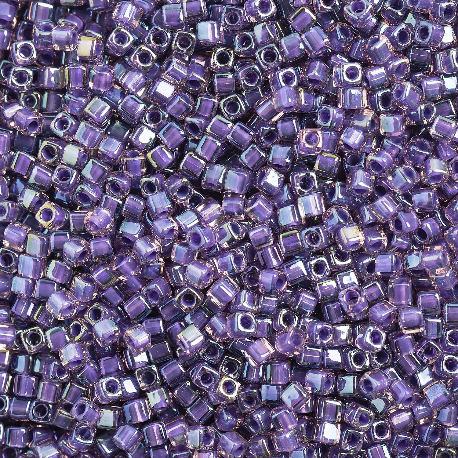 Miyuki Square/Cube Beads 1.8mm Purple Opaque AB Luster APX 20 Gram Vial