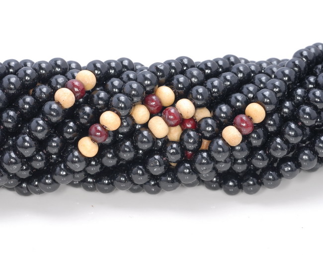 4X3MM BLACK SANDALWOOD RONDELLE LOOSE BEADS 25″