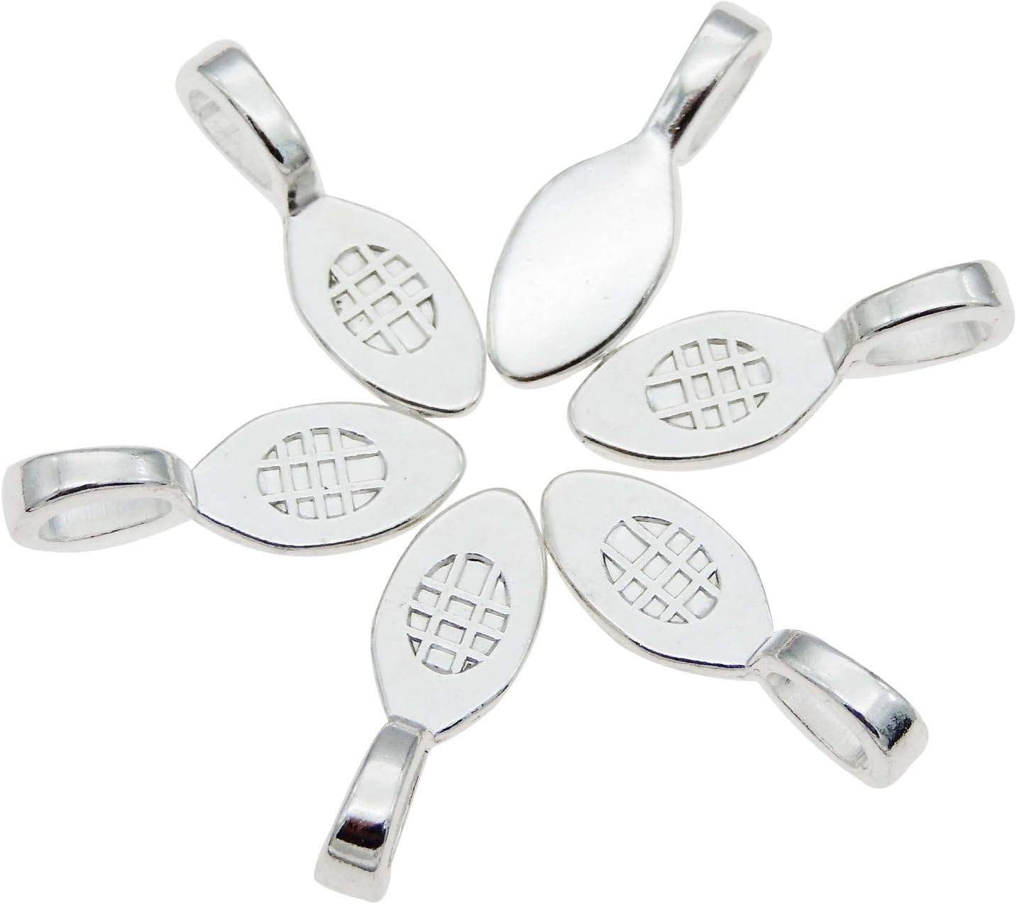 100Pcs Silver Glue on Bail Charm Pendant Earring Bails for Glass Tile DIY Pendan