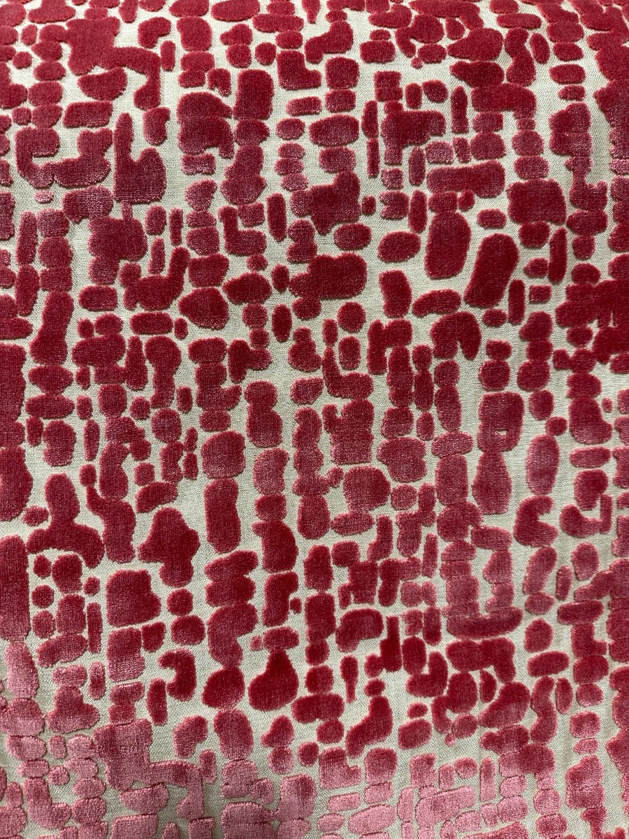 Asher Geranium Rose Pink Abstract Geometric Velvet Hamilton Upholstery Fabric