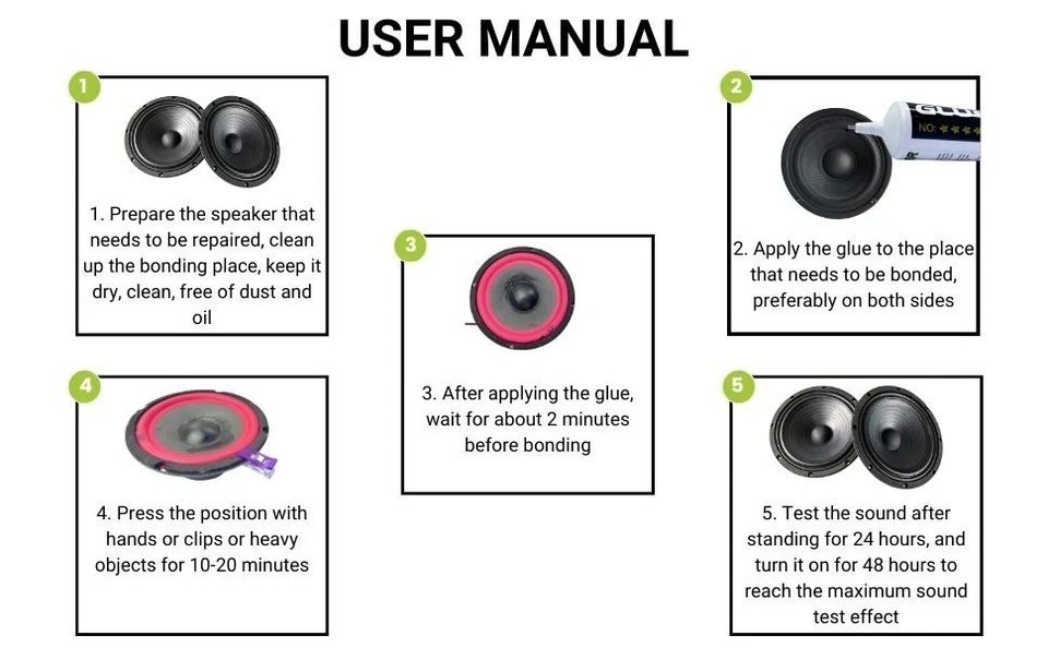 Speaker Repair Glue Foam Edge Dust Cap Cone Adhesive Black/Transparent