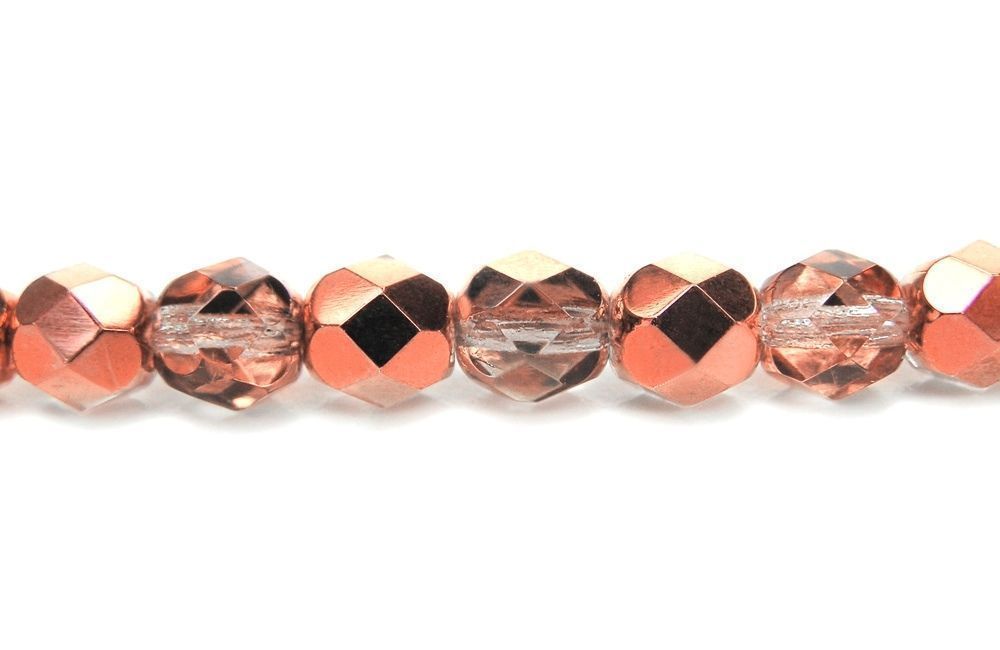 Czech Fire Polished Round Faceted Glass Beads in Crystal SunSet Metallic, 16″str