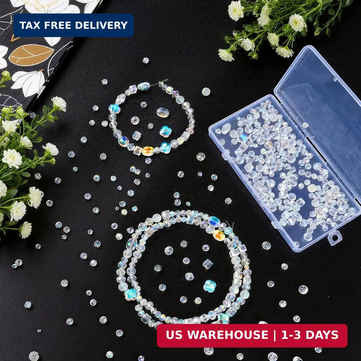 636Pcs Glass Beads for Jewelry Making, Assorted Crystal Beads with Loose Beads,,