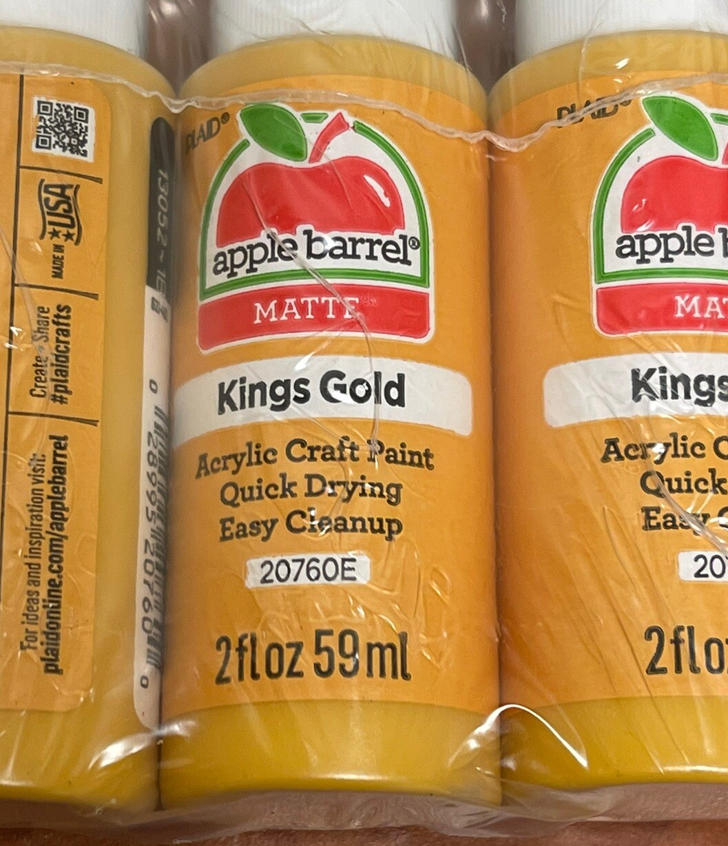 Apple Barrel Acrylic Paint ~ 20760 King’s Gold ~ Pack of 3 – 2 fl oz Bottles