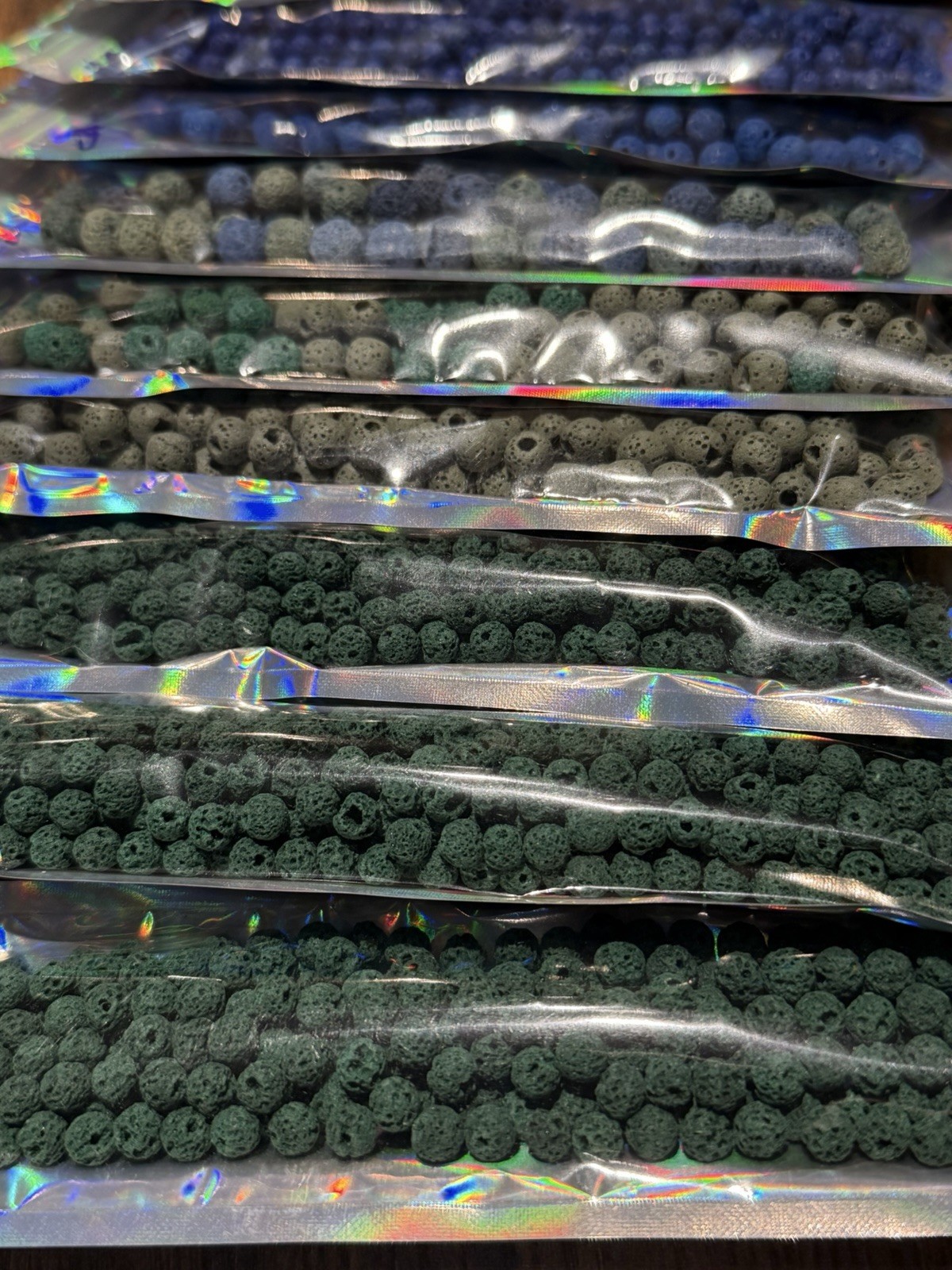 Bulk Lot Of Blue And Green Lava Bead For Jewelry Making Sizes Vary